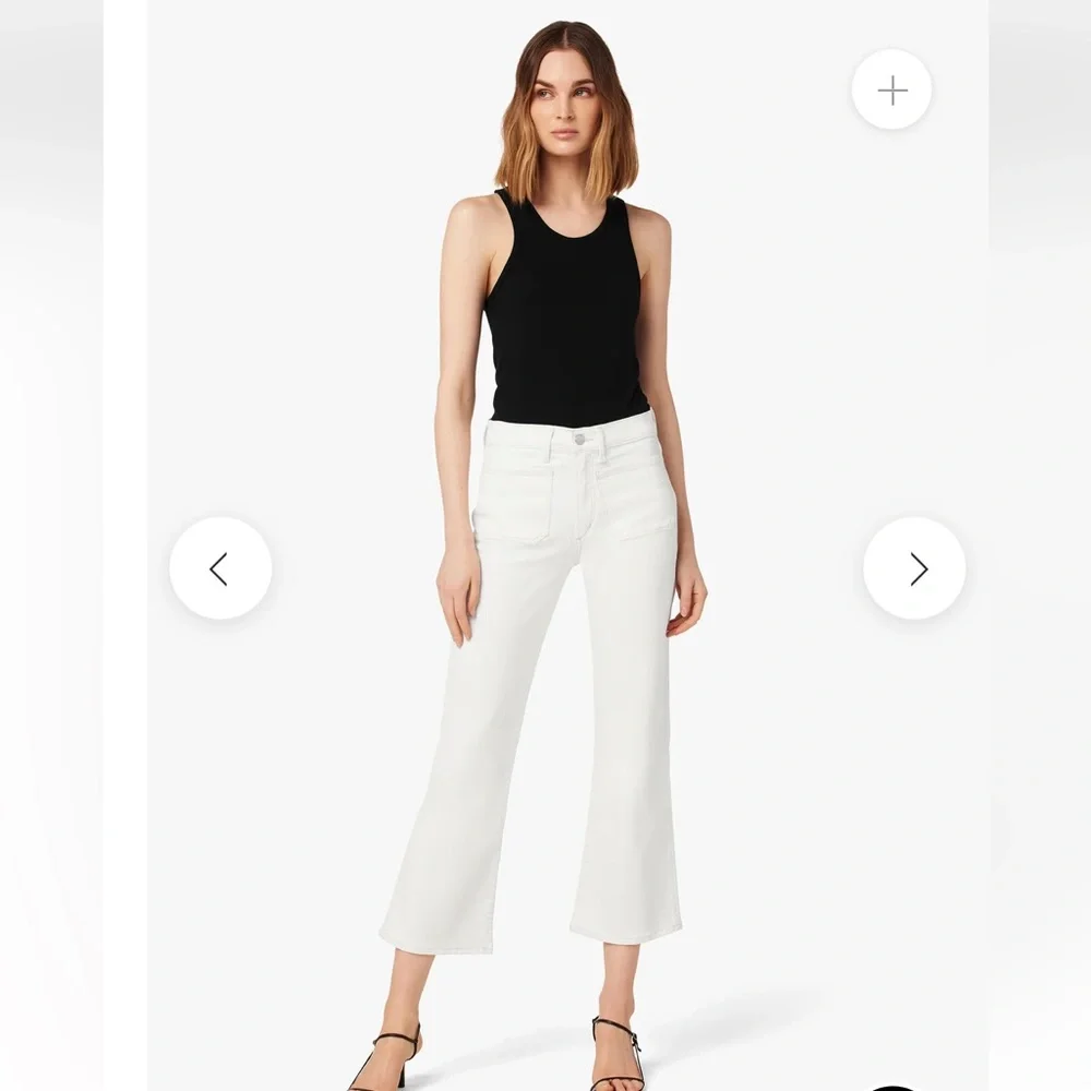 Joie Crisp Cropped White Boot Cut Jeans - Picture 2 of 10